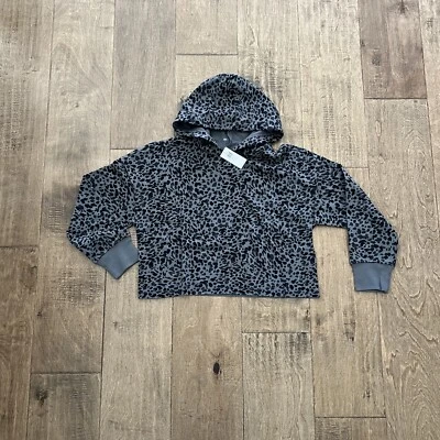 Sudadera con capucha leopardo recortada vintage azul marino para niñas talla 8 Foto 1 de 4
