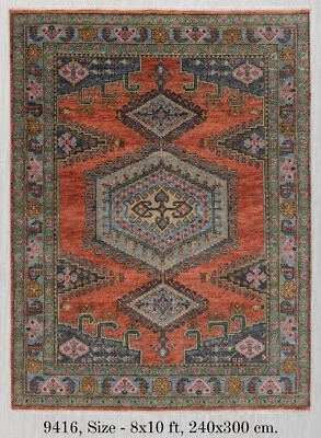 Rust Colored Border Persiann Kismet Modern Oushak Handmade Custom Size Rug - Image 1 of 4