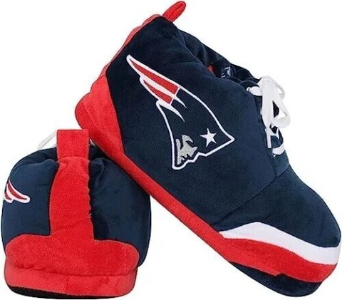 FOCO Men's NFL Patriots Plush Oversized Sneaker Slippers Size L Cover