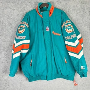 Miami Dolphins Starter Jacket XXL Puffer Pro Line Vintage NFL 90s Spell Out * - Picture 1 of 24