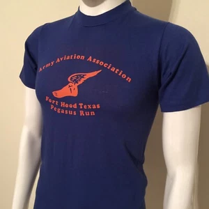 Rare Vintage 2Sided 80s Fort Hood Army Aviation T-Shirt Kodel Sneakers Brand Men’s S - Bild 1 von 12