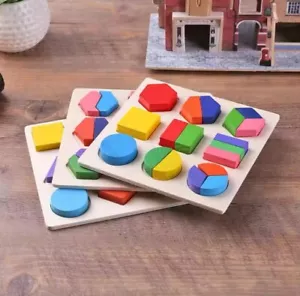 Holz Geometrische Formen Kinder Puzzle Sortieren Mathematik Vorschule  - Bild 1 von 4