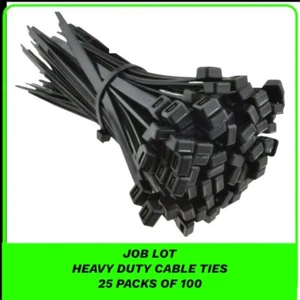 Black Cable Zip Ties Job Lot 2500 Surplus Stock 450mm X 9.0mm 25 Packs of 100 - Picture 1 of 1