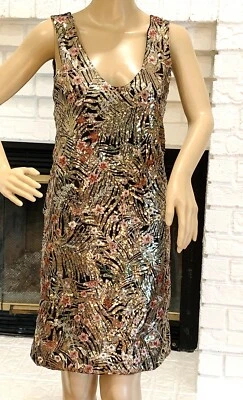 Vestido Carla Conti Dorado Floral Lentejuelas Nuevo con Etiquetas Talla Pequeña  Foto 1 de 4