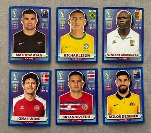 Panini 2022 FIFA World Cup Sticker Lot of 6 - BLUE PARALLEL - Picture 1 of 1