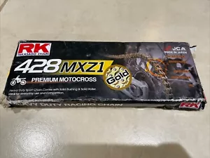 RK Racing Chain GB428MXZ1-130 Gold 130 Link Heavy Duty Racing Chain w Connector - Picture 1 of 3