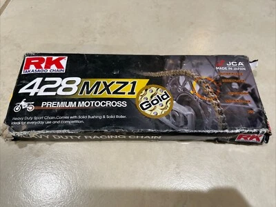 RK Racing Chain GB428MXZ1-130 Gold 130 Link Heavy Duty Racing Chain w Connector - Image 1 of 3
