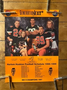 RARE MARK CHMURA SIGNED 1998-99 HARLEM HUSKIES SCHEDULE POSTER 18X24" - Picture 1 of 5