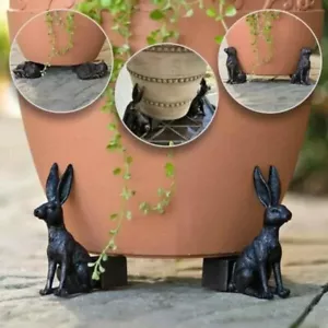 Flower Pot Feet Stand 3Pcs Resin Animal Shape Cat Dog Plant Garden Bonsai Holder - Picture 1 of 27