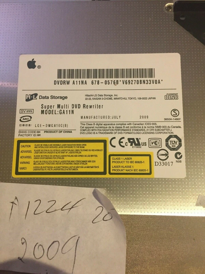 678-0576B Apple iMac Slot-Loading Super Multi DVD Rewriter GA11N - Image 1 of 1