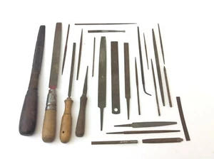 Antique & Vintage Lot Used Files Chisels Simonds Brass Neck & Nicolson No 2 - Picture 1 of 12