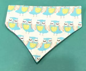 Over Collar Slide On Pet Dog Cat Bandana Scarf SUMMER BLUE OWLS SMALL - Picture 1 of 1