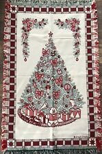 Vintage Crown Craft Cotton Throw Blanket~Christmas Tree Teddy Bear Gifts 46x28