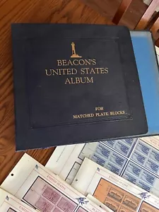 Beacon US stamp album for matched plate blocks 3c & 4c Commemoratives; 300+ sets - Picture 1 of 14