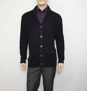 $298 NEW John Varvatos Star USA LUXE Cardigan in Blue Size XL 100% Linen - Picture 1 of 13