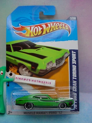 Ford Gran Torino Sport 2012 Hot Wheels '72 #117∞verde; blanco Mc5∞Muscle Mania∞Z1 Foto 1 de 3