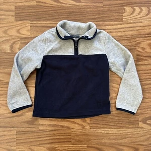 OshKosh B’Gosh Boys Size 4 Long Sleeve Fleece Pullover 1/4 Zip Gray Blue EUC! - Picture 1 of 10