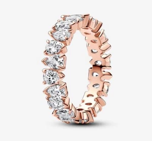Pandora Timeless Alternating Sparkling Band Gold Plated Ring 183021C01-52 - Picture 1 of 4