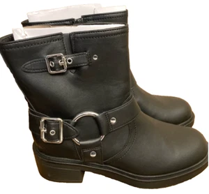 Connor Ankle Motorcycle Boots Genuine Faux Leather Memory Foam Size 8 w - Picture 1 of 8