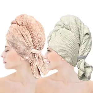 2 Pack Extra Large Microfiber Hair Towel Anti-Frizz Quick Dry Wrap Women - Picture 1 of 9