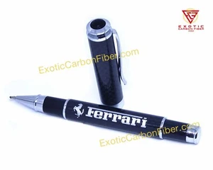Ferrari Silver Logo Carbon Fiber Ballpoint Pen - GREAT GIFT!! - Picture 1 of 2