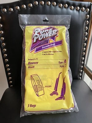 NEW Pure Power Vacuum Bags Fits Hoover Type A • Bissell Style 2 •Lot Of 3 Bags - Image 1 of 2