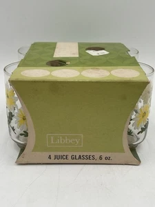 Libbey Daisy Juice Vasos Flores Blancas 3" x 2.25" Juego de 4 MCM Cottagecore Nuevo de Lote Antiguo - Imagen 1 de 6