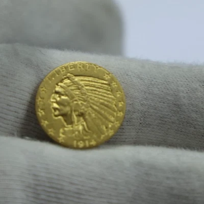 1914 D US $5 Liberty Gold Piece AU Details (Cleaned) - Image 1 of 2