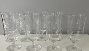 VTG Lot Of 8 Crystal Iced Tea Glasses By Rock Sharpe Glass 1005-2 Design MINT - Picture 1 of 6
