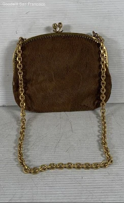 MM Vintage Cowhide Ladies Small Purse with Metal Chain Strap - Image 1 of 4