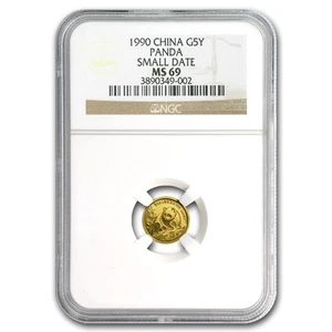 1990 China 1/20 oz Gold Panda Small Date MS-69 NGC - Picture 1 of 3