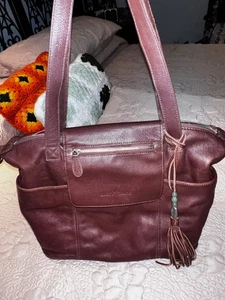 Lily Jade Wickeltasche braun Leder mit rotem Innenfutter - Bild 1 von 19