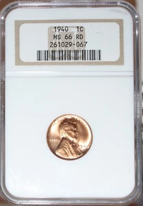 1940 Lincoln cent MS66RD - Picture 1 of 2