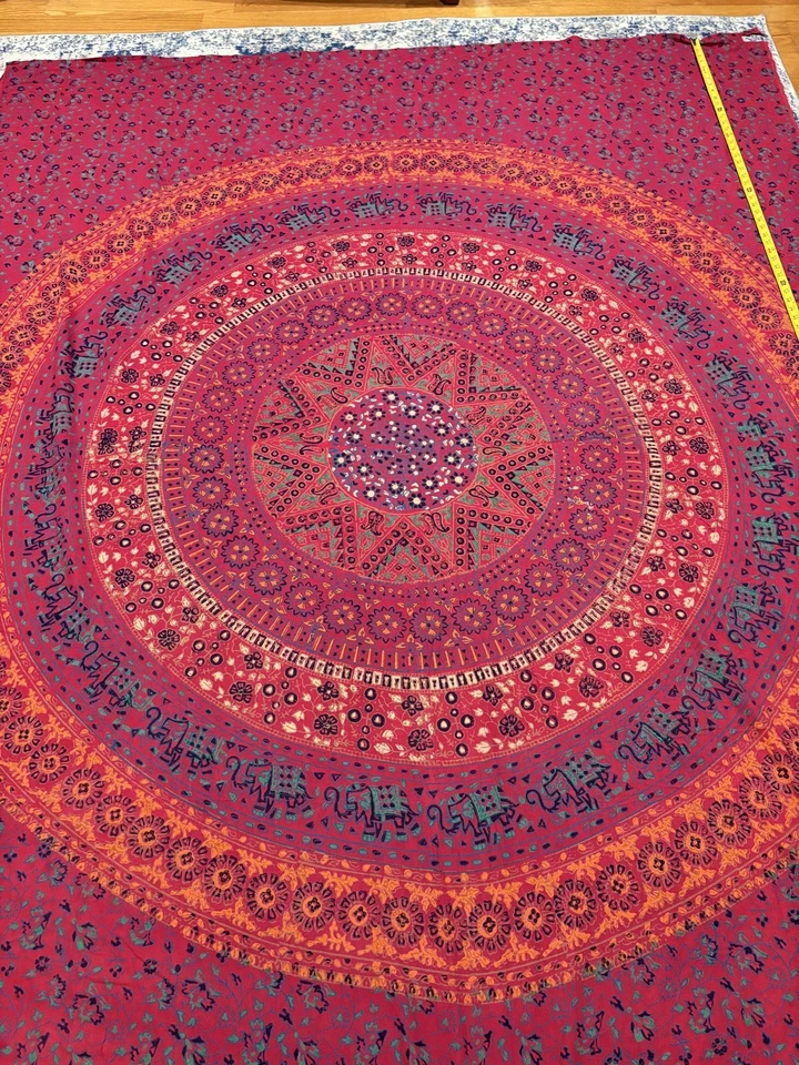 Large Indian Mandala Tapestry 103" x 81" Wall Hanging/Bedspread (100% Viscose) - Image 1 of 4