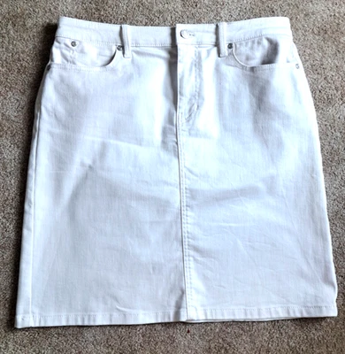 Falda lápiz de mezclilla blanca Talbots para mujer 8 clásica preppy retro abertura trasera Foto 1 de 4