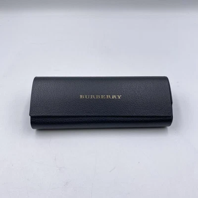 Burberry Eyeglasses Sunglasses Hard Case Black Pebbled Leather Clamshell Logo - Image 1 of 4