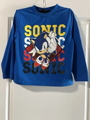 Sonic The Hedgehog Boys Blue Long Sleeve T-Shirt XS (4-5) 50/50 Cotton/Polyester - Image 1 of 4