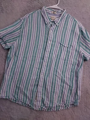 J Crew Shirt Mens 2XL XXL Baird McNutt Irish Linen Beach Green Blue Preppy Slim - Image 1 of 4