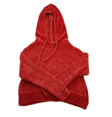 Suéter Aeropostale Tejido Suave Recortado Manga Larga Talla Pequeña Sudadera con Capucha Naranja Óxido Foto 1 de 4