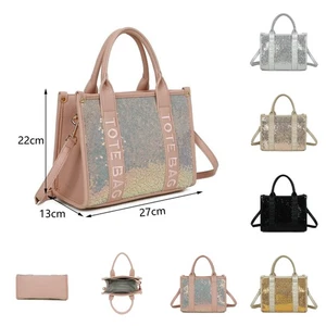 Bolso de Mano Mujer Lentejuelas Doble Agarre Asas Hombro y Bandolera Estilo JM1606 - Imagen 1 de 13