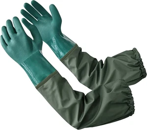 Chemikalienbeständige lange Gummihandschuhe - wasserdicht & schwer tiefgrün 1 Paar - Bild 1 von 3