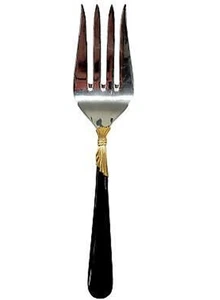 Yamazaki Lindi Edelstahl schwarzer Griff Goldakzent LG Serviergabel: Neiman Marcus - Bild 1 von 17