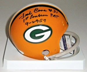Mini casco firmado PACKERS Fred Cone con primer punto extra en Lambeau 1957 JSA AUTOMÁTICO - Imagen 1 de 2