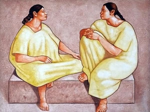perfect 36x24 oil painting handpainted on canvas "two fat women"@NO1392 - Picture 1 of 1