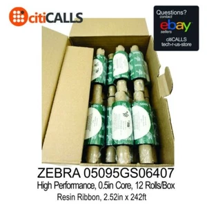 Zebra 05095GS06407 Resin Ribbon 2.52inx242ft 5095 High Performance QTY=12 - Picture 1 of 5
