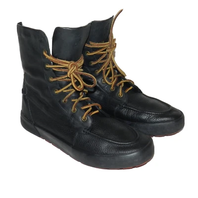 Ralph Lauren Botas Polo de Cuero Negras Declan para Hombres 10.5 D Borde de Vellón Suelas Rojas Foto 1 de 4