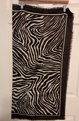 Hermosa Bufanda J.McLaughlin Marrón/Crema Cebra Laberinto Borde Foto 1 de 4