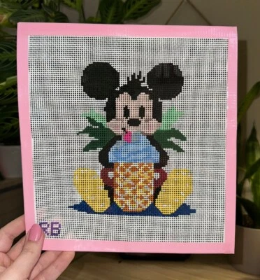 Mickey Mouse Pineapple Dole Whip Hand painted Needlepoint Canvas - Image 1 of 3
