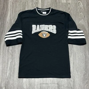 Vintage Oakland Raiders T-Shirt Youth Large Black Short Sleeve Knit Logo 90's - Picture 1 of 7