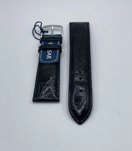Crocodile PULSAR Genuine Leather Watch Strap in Black Size 20MM - Picture 1 of 2